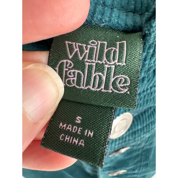 Wild Fable Dress Womens Small Green Corduroy Overall Stretch Button Boho Retro - Picture 2 of 9